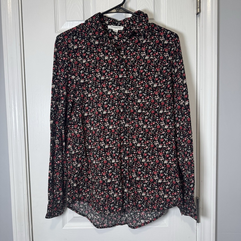 BeachLunchLounge Women's Blouse Top sz S Ditsy Floral‎ # E445